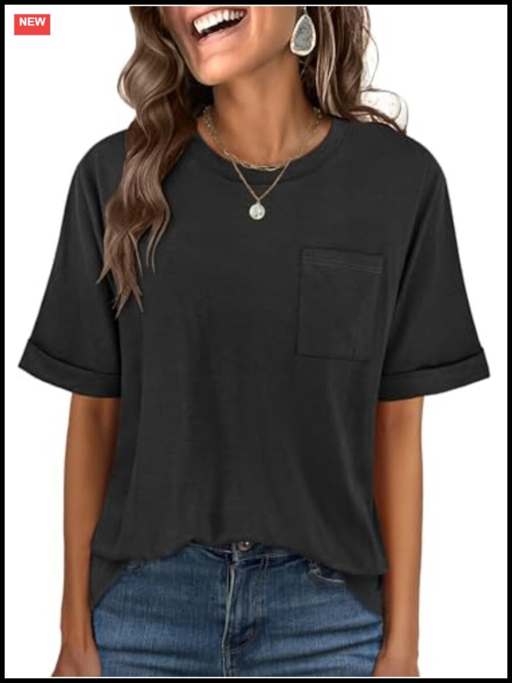 Oversized Short Sleeve Crew Neck T-Shirt Soft Summer Top